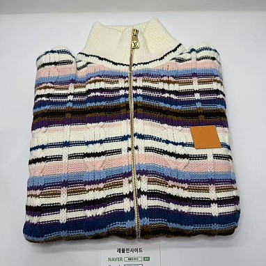 [LOUIS VUITTON] 루이비통 스트라이프드 케이블 니트 트랙 톱 남성용 실사