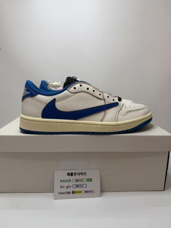 레플리카 명품 [AIR JORDAN] 트래비스 스캇 x 프라그먼트 x 에어조던1 로우 밀리터리 블루 DM7866-104 남녀공용 (OG공장) 실사 디테일! - 뒷면 실사 3