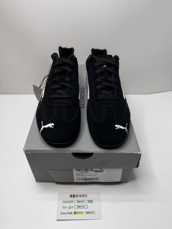 레플리카 명품 [BALENCIAGA] 발렌시아가 x 푸마 스피드캣 스웨이드 스니커즈 블랙화이트 847146WSDSD1090 남녀공용 (G공장) 디테일 실사! - 앞면 실사 1