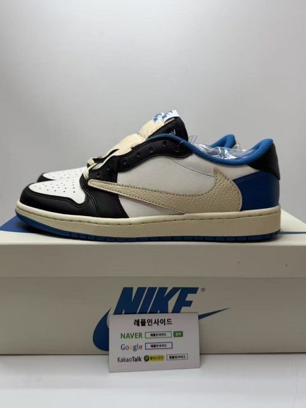 레플리카 명품 [AIR JORDAN] 트래비스 스캇 x 프라그먼트 x 에어조던1 로우 DM7866-140 남녀공용 (OG공장) 실사 디테일! - 뒷면 실사 3