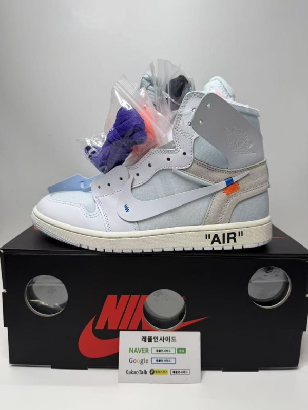 레플리카 명품 [AIR JORDAN] 오프화이트 X 에어조던1 알래스카 화이트 AA3834-100 남녀공용 (OG공장) 실사! - 옆면 실사 2