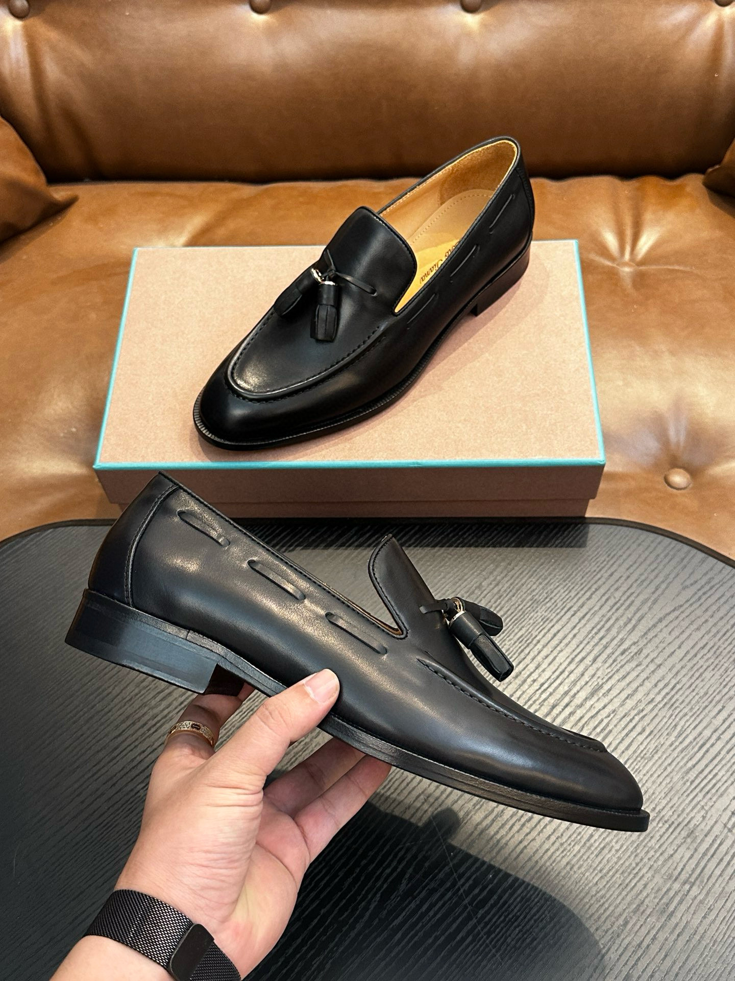 [Loro Piana] 로로피아나 레더 로퍼 남성용