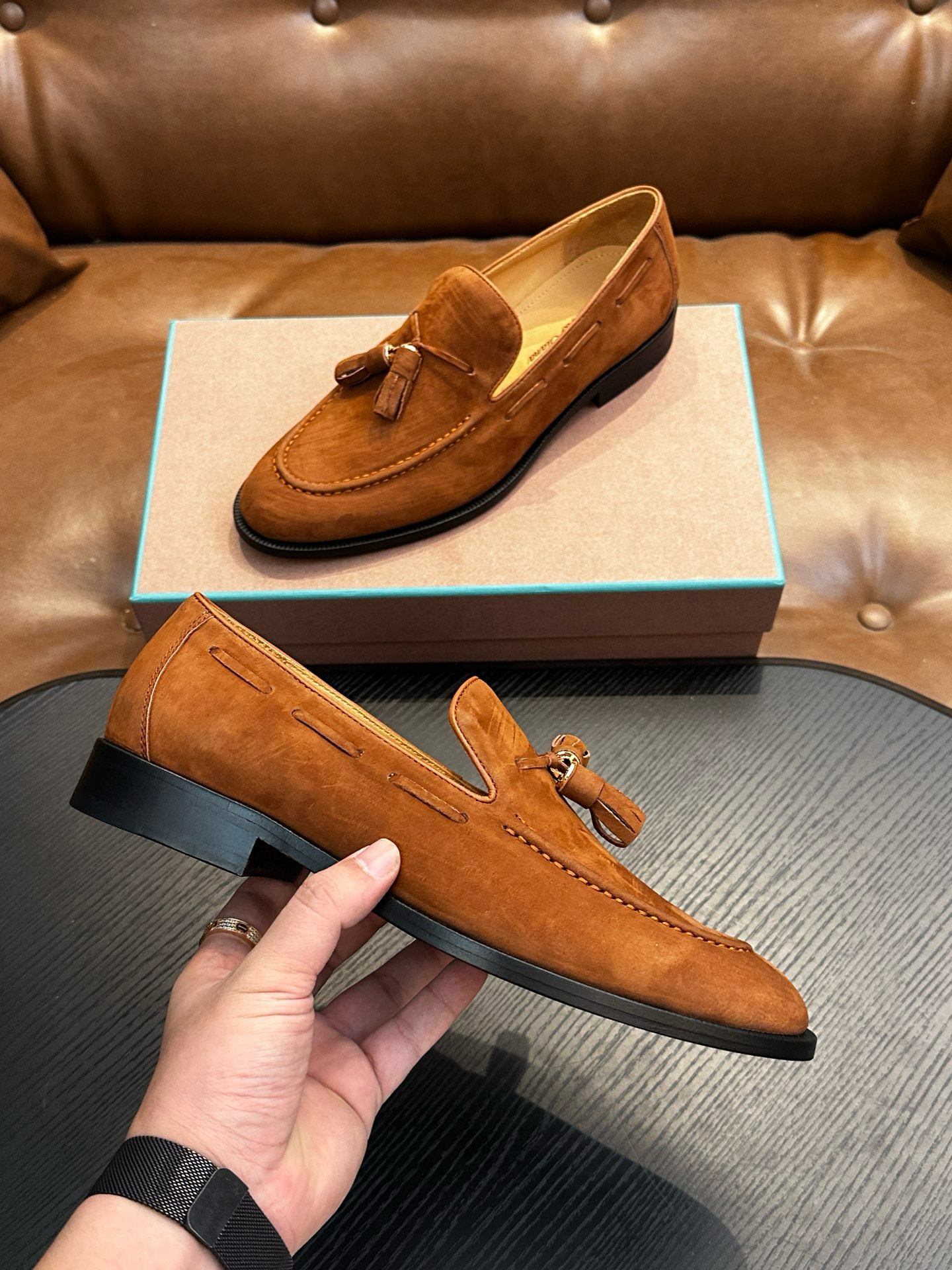 [Loro Piana] 로로피아나 레더 로퍼 남성용