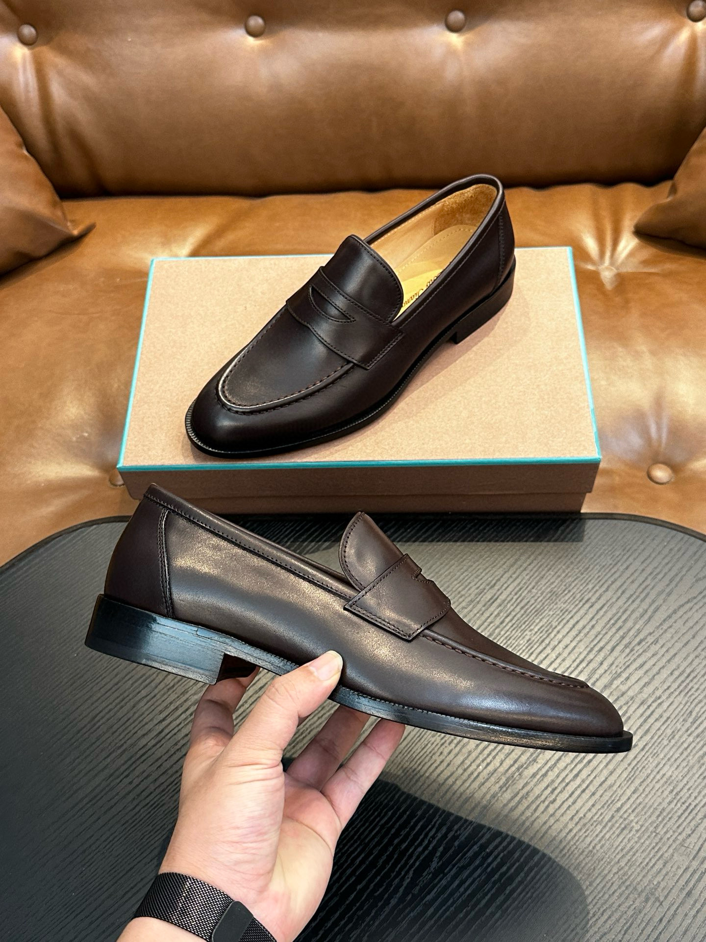 [Loro Piana] 로로피아나 레더 로퍼 남성용