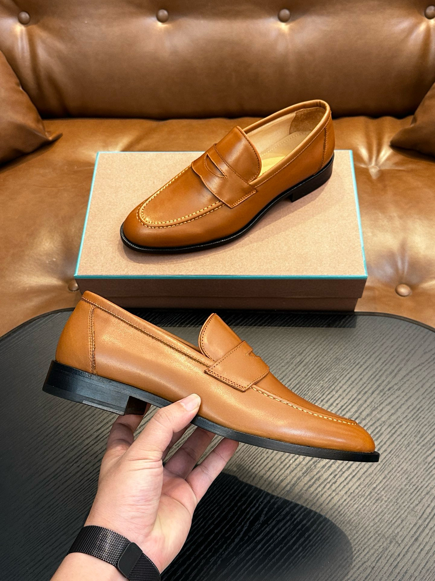 [Loro Piana] 로로피아나 레더 로퍼 남성용