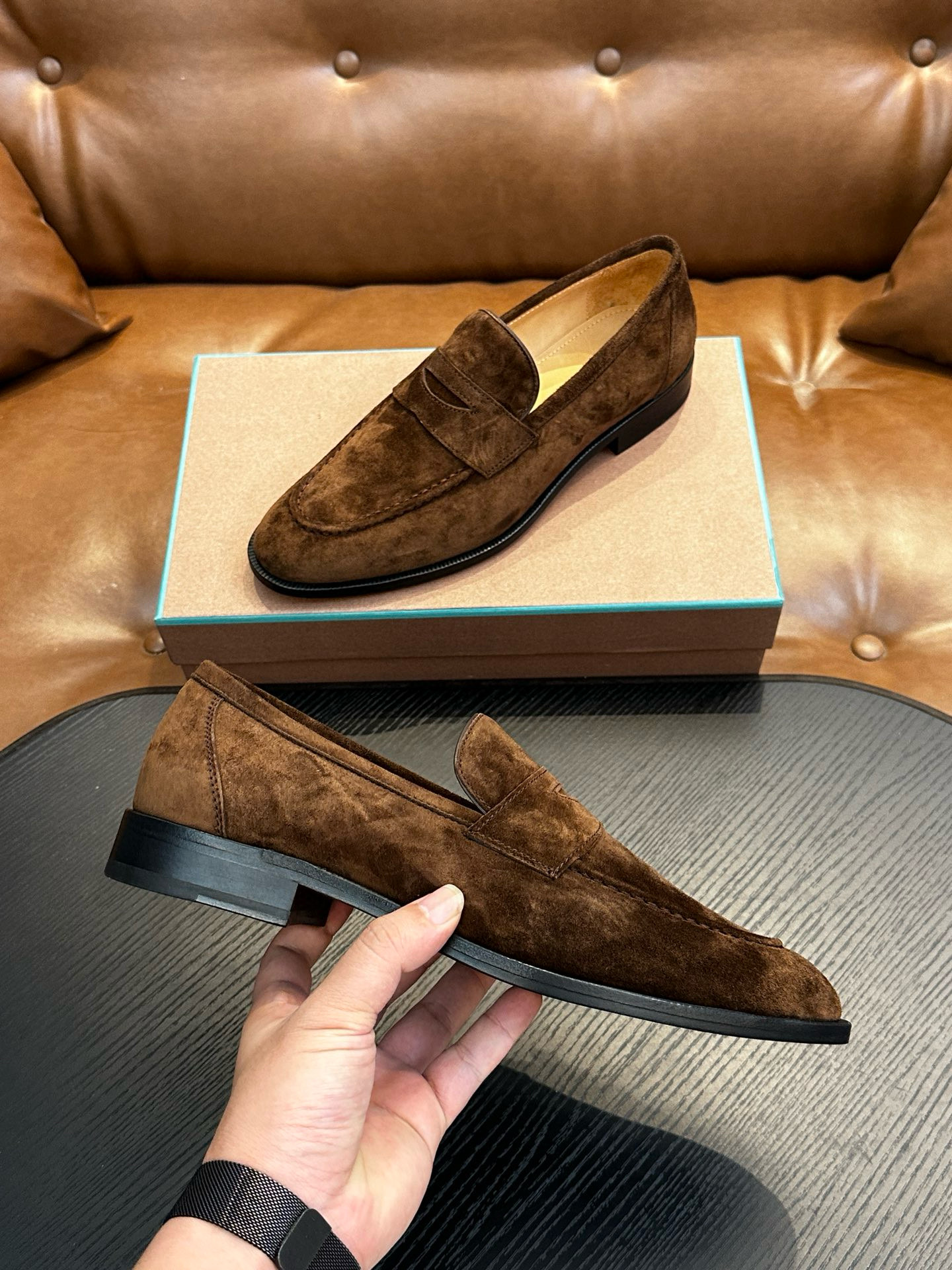 [Loro Piana] 로로피아나 레더 로퍼 남성용