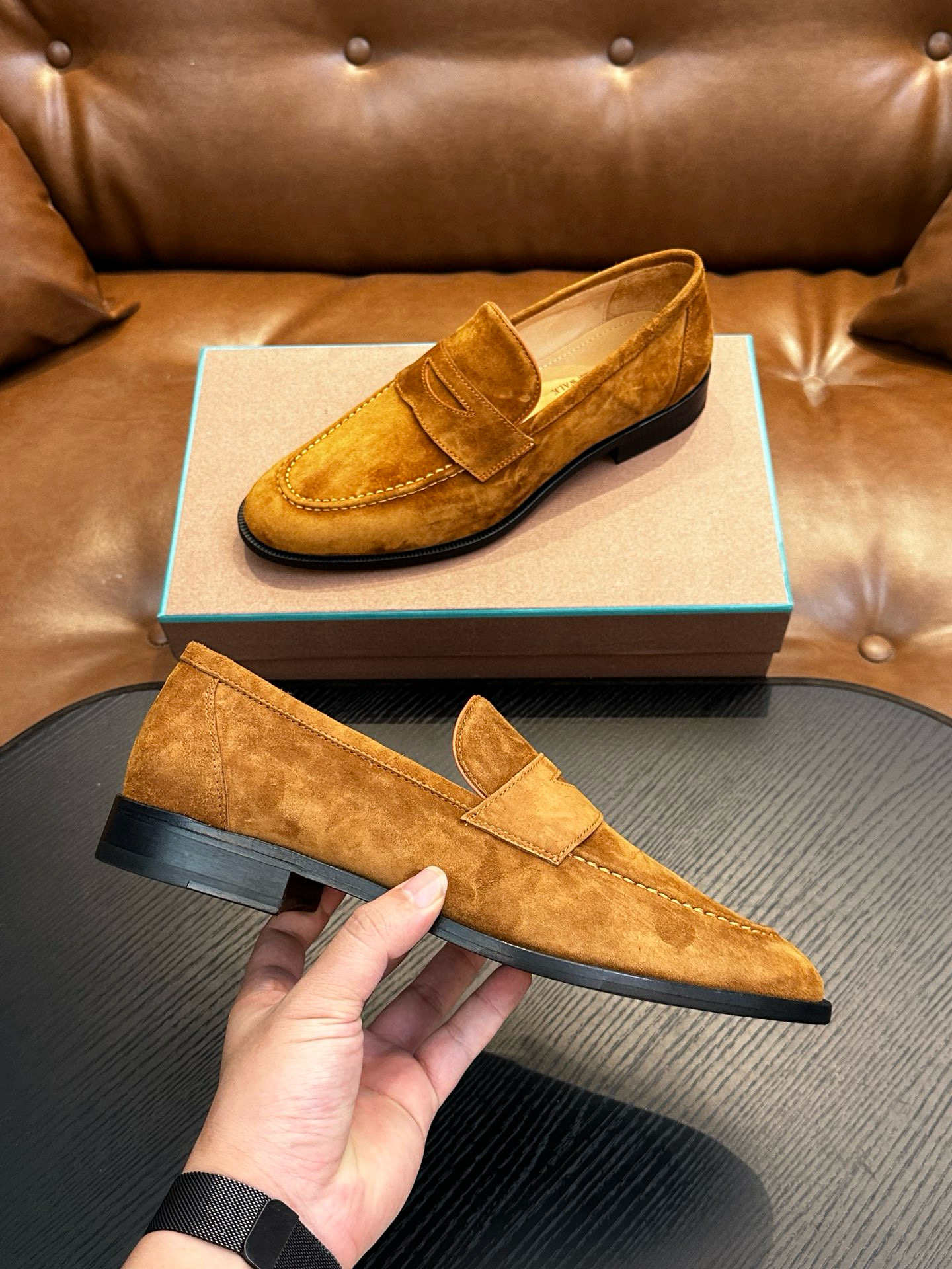 [Loro Piana] 로로피아나 레더 로퍼 남성용