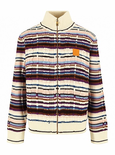 [LOUIS VUITTON] 루이비통 스트라이프드 케이블 니트 트랙 톱 남녀공용