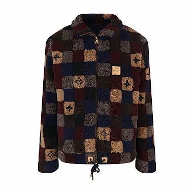 [LOUIS VUITTON] 루이비통 체크 다미에 플리스 집업 블루종 자켓 후리스 남성용