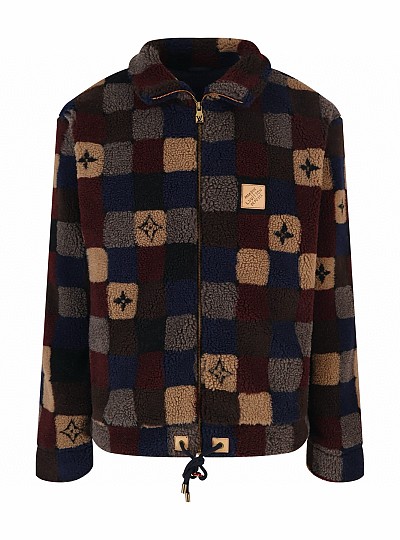 [LOUIS VUITTON] 루이비통 체크 다미에 플리스 집업 블루종 자켓 후리스 남성용