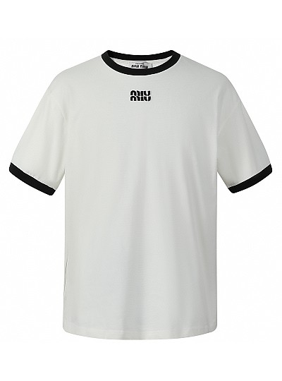 [MIUMIU] 미우미우 자수 로고 패치 티셔츠 화이트/블랙 2컬러 남녀공용